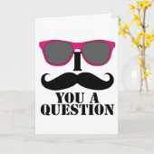 De Humor van de snor met Roze Zonnebril Kaart (Gele Bloem)