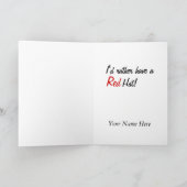 De humoristische Kerstkaart van de Vrouw van Red Feestdagen Kaart (Binnen)