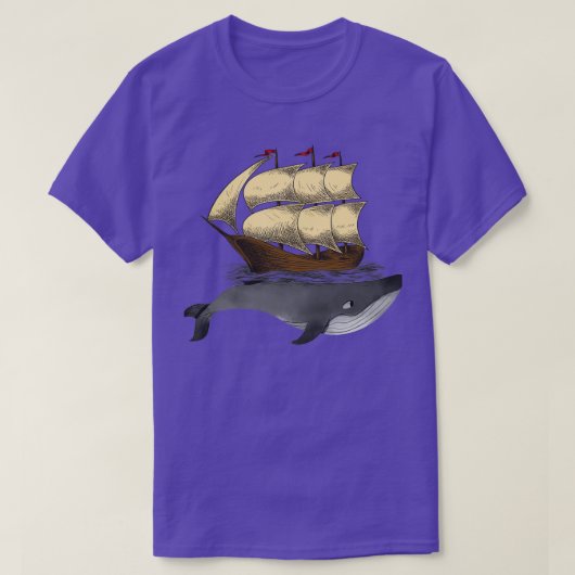 De Humpback walvis onder een schip T-shirt (Design voorkant)