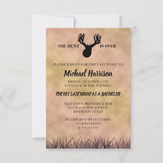 De Hunt is over Bachelor Party Kaart (Voorkant)