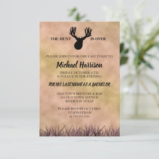 De Hunt is over Bachelor Party Kaart (Staand voorkant)