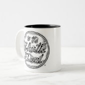 De Hustle is een echte  tattoo stijl quote Tweekleurige Koffiemok (Voorkant links)