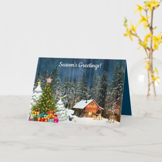 De hut kerst kaart (Gele Bloem)