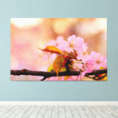 De huurder van de Sakura-bloemen in het voorjaar Canvas Afdruk (Insitu (Houten vloer))