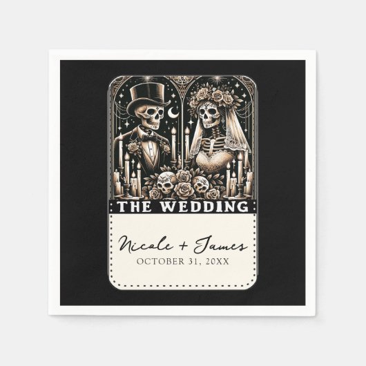DE HUWELIJK Tarot Skeleta Bruid & Bruidegom Servet (Voorkant)