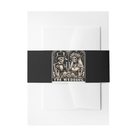 DE HUWELIJK Tarot Skeleta Bruid & Bruidegom Uitnodigingen Wikkel (Voorkant Voorbeeld)
