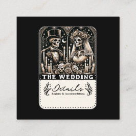 DE HUWELIJK Tarot Skeleta Bruid & Bruidegom Vierkante Visitekaartje