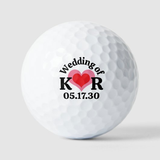 DE HUWELIJK van Monogram Initiaal Letters & Roze R Golfballen (Voorkant)