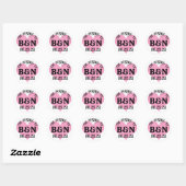 DE HUWELIJK VAN Uw Monogram & Datum Roze Hart Ronde Sticker (Vel)