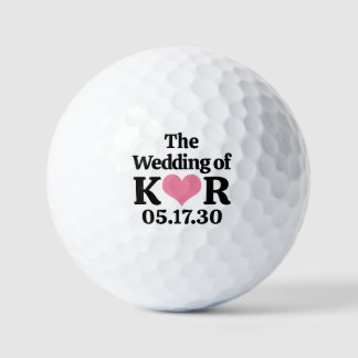 DE HUWELIJK VAN Uw Trouw Monogram & Rode Hart Golfballen