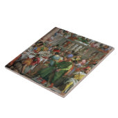 De huwelijksfeast op Cana, detail van het banket Tegeltje (Zijkant)