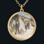 De huwelijksmars van Robinson,  Passen getrouwd Goud Vergulden Ketting<br><div class="desc">De Wedding March (1892) door Theodore Robinson is een impressionisme, een mooie kunstliefde en een schilderij van de romance. De bruid en bruidegom, een gelukkig nieuwgehuwd paar, lopen door een vreemde stad met hun trouwfeest na de ceremonie. Over de kunstenaar: Theodore Robinson (1852-1896) was een van de eerste Amerikaanse kunstenaars...</div>