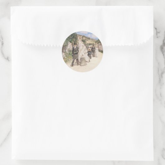 De huwelijksmars van Robinson,  Passen getrouwd Ronde Sticker (Tas)