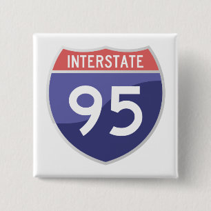 (De i-95) Reis tusen staten van de Reis van Weg 95 Vierkante Button 5,1 Cm
