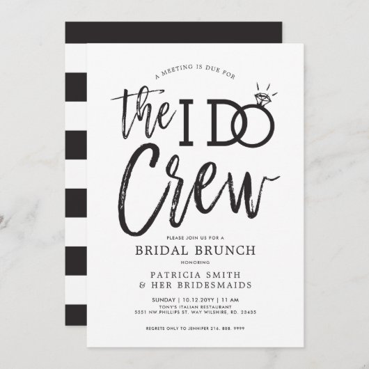 De I do Crech | Bridal Crew Brunch Kaart (Voorkant / Achterkant)