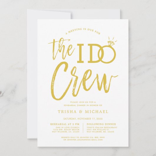 De I do Crech | Heroefening van het diner Gold+Whi Kaart (Voorkant)