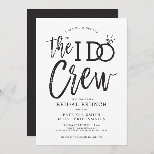 De I Do Crew | Bruidsbrunch-feestje Kaart (Voorkant / Achterkant)