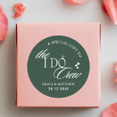 De I Do Crew Bruiloft Feest Favor Emerald Green Ronde Sticker