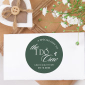 De I Do Crew Bruiloft Feest Favor Emerald Green Ronde Sticker