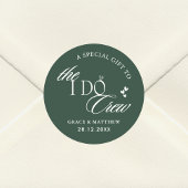 De I Do Crew Bruiloft Feest Favor Emerald Green Ronde Sticker