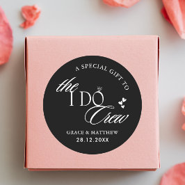 De I Do Crew huwelijksfeest gunst zwart-wit Ronde Sticker