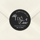 De I Do Crew huwelijksfeest gunst zwart-wit Ronde Sticker