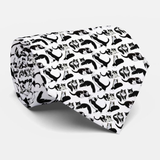 De I Love Tuxedo Cats Stropdas (Opgerold)