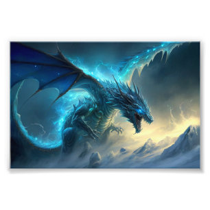 De Ice Dragon, Fantasy Art, Draken, Sci-Fi Foto Afdruk