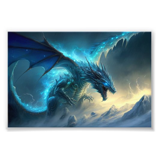 De Ice Dragon, Fantasy Art, Draken, Sci-Fi Foto Afdruk (Voorkant)
