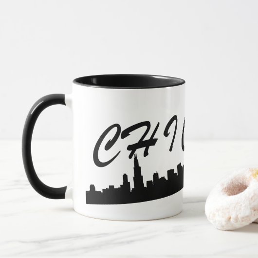 De iconische Mok van de skyline van Chicago (Met donut)