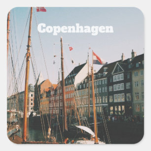 De iconische Nyhavn, Kopenhagen, Denemarken Vierkante Sticker