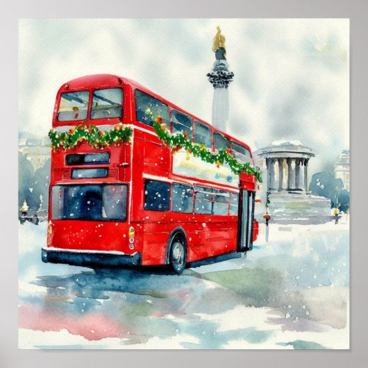 de iconische rode dubbeldeksbussen van Londen, b) Poster (Voorkant)