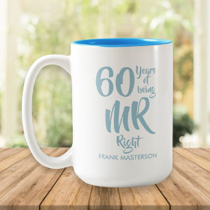 De ideale 60e diamanten bruiloft trouwdag tweekleurige koffiemok