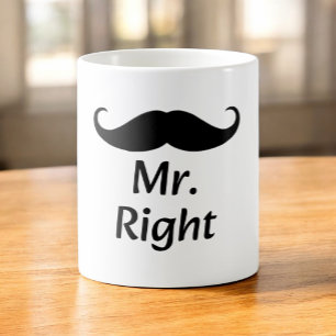 De ideale man met snor Funny Matching Koppel Koffiemok