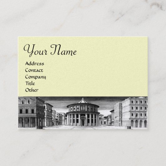 DE IDEALE STAD, goudmetallisch papier Visitekaartje (Voorkant)