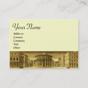 DE IDEALE STAD, goudmetallisch papier Visitekaartje