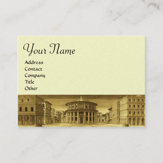 DE IDEALE STAD, goudmetallisch papier Visitekaartje (Voorkant)