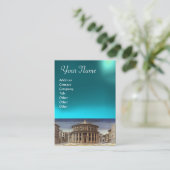 DE IDEALE STAD, helder aquamarineblauw Visitekaartje (Staand voorkant)