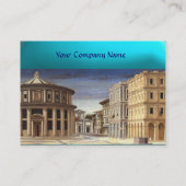 DE IDEALE STAD, helder aquamarineblauw Visitekaartje (Achterkant)