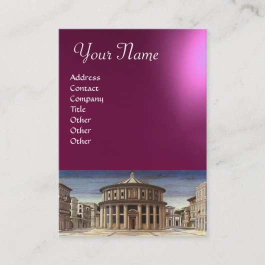 DE IDEALE STAD, roze paars violet Visitekaartje (Voorkant)