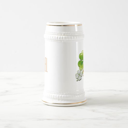 De Ieren. Tricolor Shamrocks Custom Name Bierpul (Center)