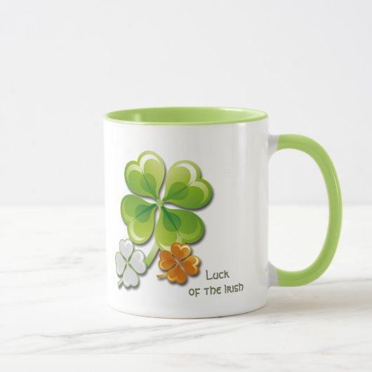 De Ieren. Tricolor Shamrocks Custom Name Mok (Rechts)