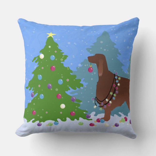 De Iers Ster Decorting Tree in het bos Kussen (Voorkant)