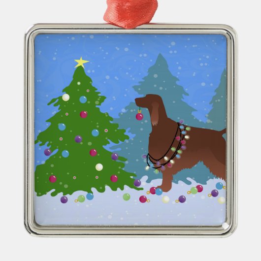 De Iers Ster Decorting Tree in het bos Metalen Ornament (Voorkant)