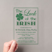 De Ierse Geluksdag St. Patrick's Day Acryl Uitnodigingen (Insitu (Draagbaar))