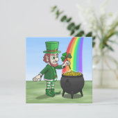 De Ierse kabouter en de pot met goud Feestdagenkaart (Staand voorkant)