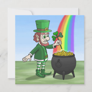 De Ierse kabouter en de pot met goud Feestdagenkaart
