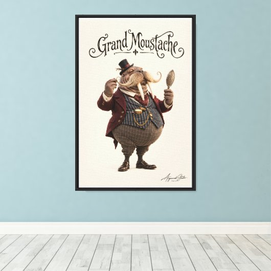 De IJdele Walrus Canvas Afdruk (Insitu (Houten vloer))