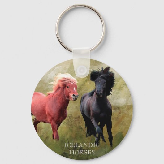De IJslandse paarden Sleutelhanger (Voorkant)