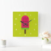 De ijslolly fruitige watermeloen van het pop-art vierkante klok (Huis)